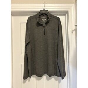 Orvis Shirt Mens XL Heather Gray French Terry 1/4 Zip Pullover Long Sleeve Soft